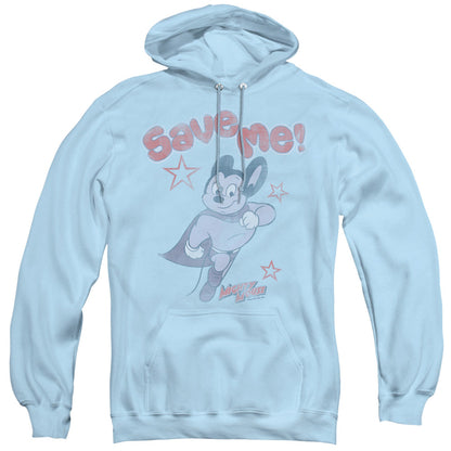 Mighty Mouse Save Me Mens Hoodie Light Blue Officially Licensed