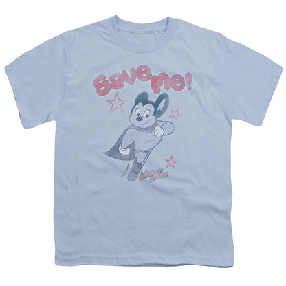 Mighty Mouse Save Me Kids Youth T Shirt Light Blue Officially Licensed