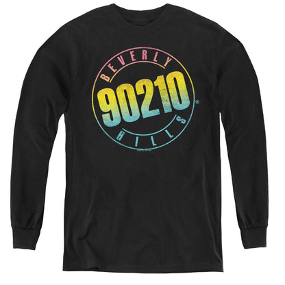 90210 Color Blend Logo Long Sleeve Kids Youth T Shirt Black Officially Licensed
