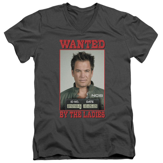 Ncis Wanted Mens Slim Fit V-Neck T Shirt Charcoal Officially Licensed
