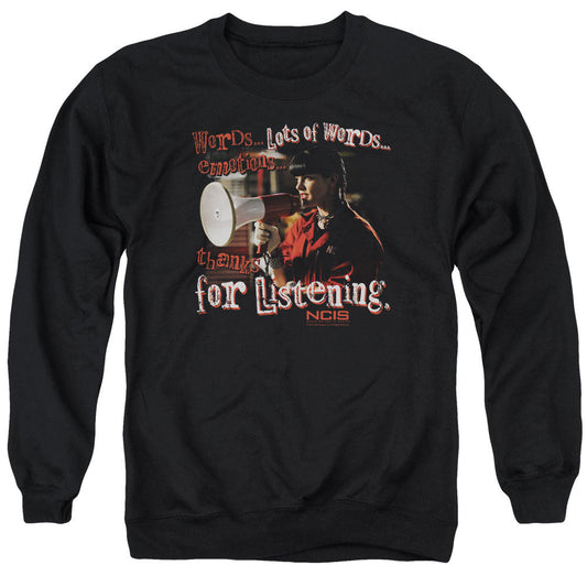 Ncis Thanks for Listening Mens Crewneck Sweatshirt Black Officially Licensed