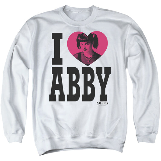 Ncis I Heart Abby Mens Crewneck Sweatshirt White Officially Licensed