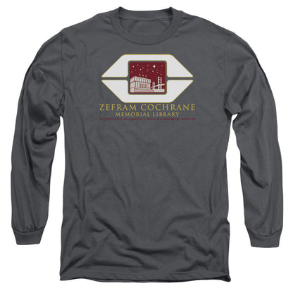 Star Trek Cochrane Library Mens Long Sleeve Shirt Charcoal Officially Licensed Officially Licensed
