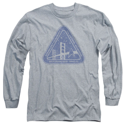 Star Trek Distressed Logo Mens Long Sleeve Shirt Athletic Heather Officially Licensed Officially Licensed