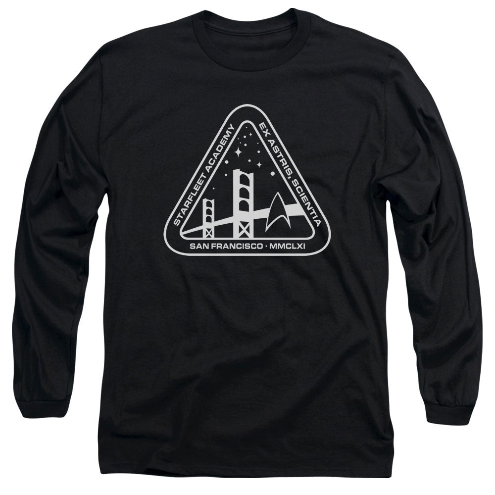 Star Trek White Academy Logo Mens Long Sleeve Shirt Black Officially Licensed