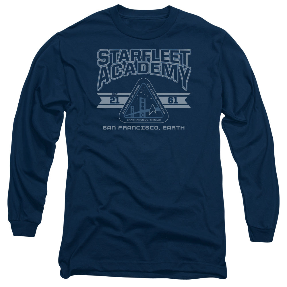 Star Trek Starfleet Academy Earth Mens Long Sleeve Shirt Navy Officially Licensed Officially Licensed