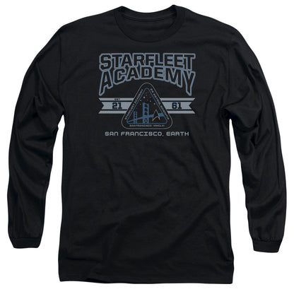 Star Trek Starfleet Academy Earth Mens Long Sleeve Shirt Black Officially Licensed Officially Licensed
