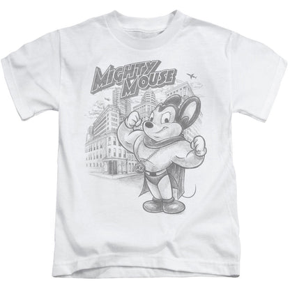 Mighty Mouse Protect and Serve Juvenile Kids Youth T Shirt White Officially Licensed