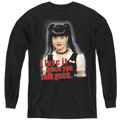 Ncis Geek Talk Long Sleeve Kids Youth T Shirt Black Officially Licensed