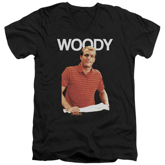 Cheers Woody Mens Slim Fit V-Neck T Shirt Black Officially Licensed