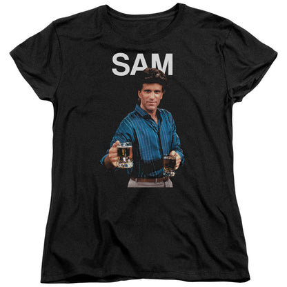 Cheers Sam Womens T Shirt Black Officially Licensed