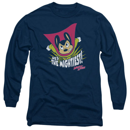 Mighty Mouse The Mightiest Mens Long Sleeve Shirt Navy Officially Licensed
