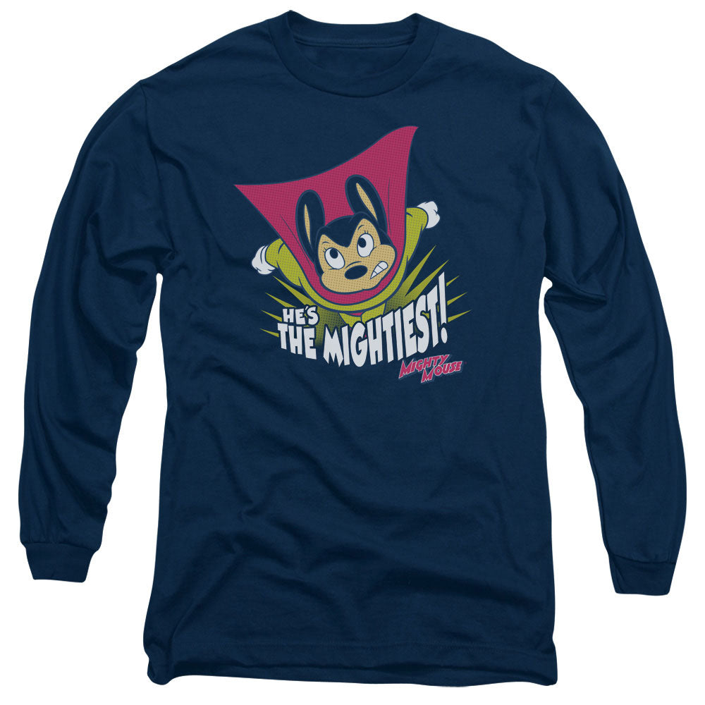 Mighty Mouse The Mightiest Mens Long Sleeve Shirt Navy Officially Licensed