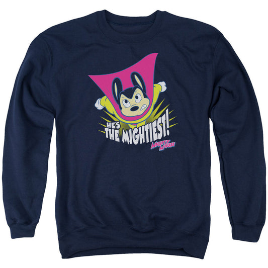 Mighty Mouse the Mightiest Mens Crewneck Sweatshirt Navy Blue Officially Licensed