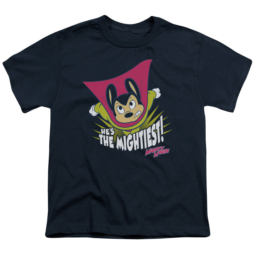 Mighty Mouse the Mightiest Kids Youth T Shirt Navy Officially Licensed