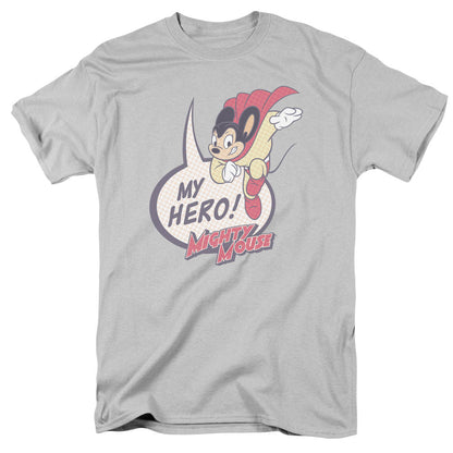Mighty Mouse My Hero Mens T Shirt Silver Officially Licensed