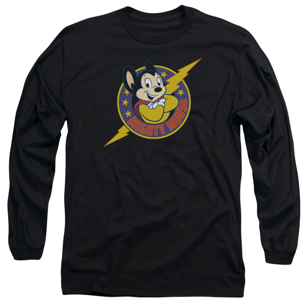 Mighty Mouse Mighty Hero Mens Long Sleeve Shirt Black Officially Licensed