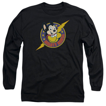 Mighty Mouse Mighty Hero Mens Long Sleeve Shirt Black Officially Licensed