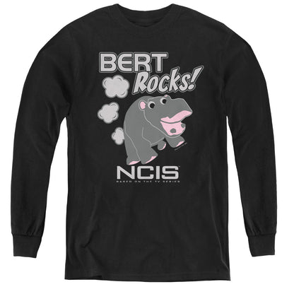 Ncis Bert Rocks Long Sleeve Kids Youth T Shirt Black Officially Licensed