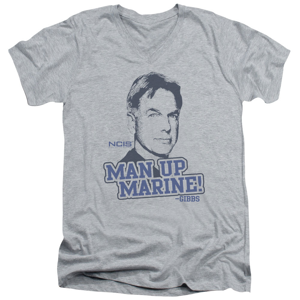 Ncis Man Up Mens Slim Fit V-Neck T Shirt Athletic Heather Officially Licensed
