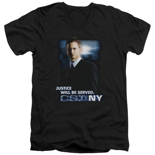Csi:ny Justice Served Mens Slim Fit V-Neck T Shirt Black Officially Licensed