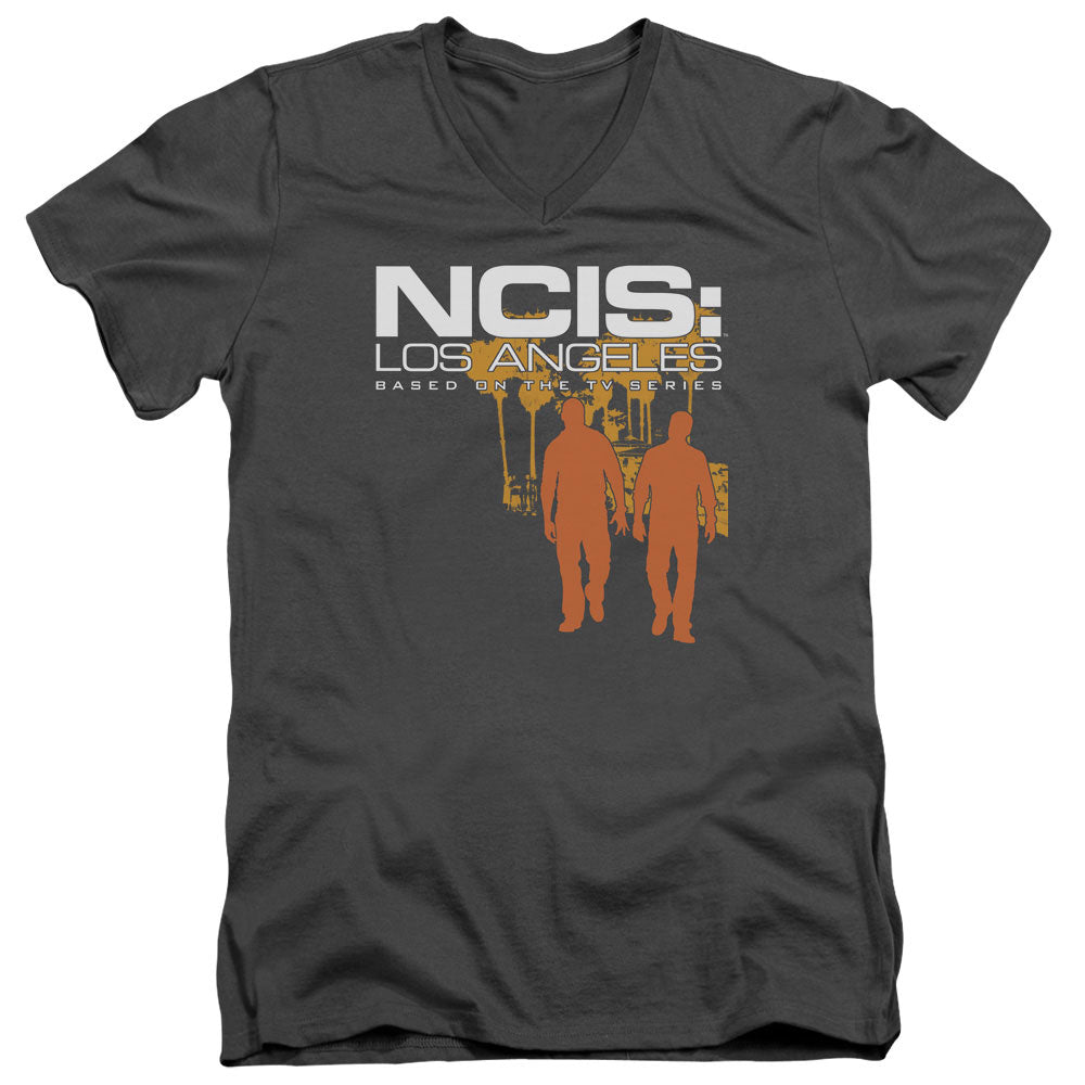 Ncis:la Slow Walk Mens Slim Fit V-Neck T Shirt Charcoal Officially Licensed