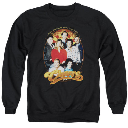 Cheers Group Shot Mens Crewneck Sweatshirt Black Officially Licensed