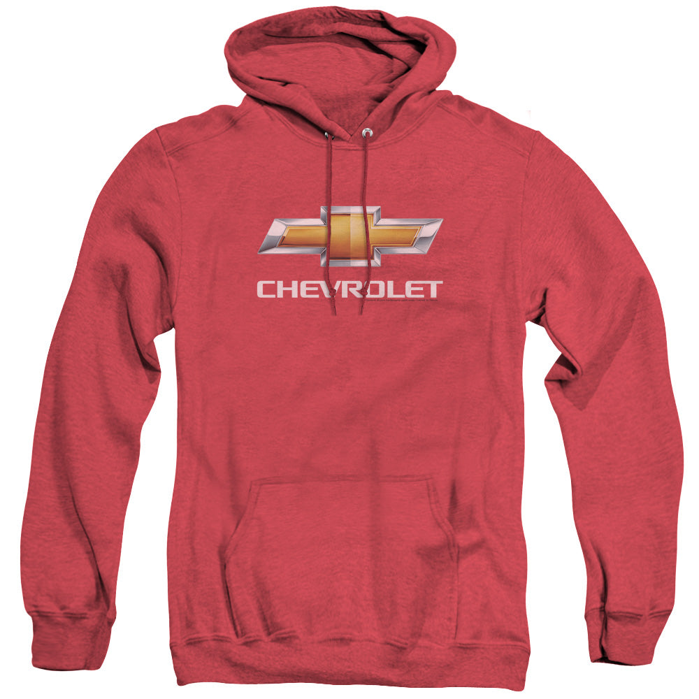 Chevrolet Chevy Bowtie Stacked Mens Heather Hoodie Red Officially Licensed