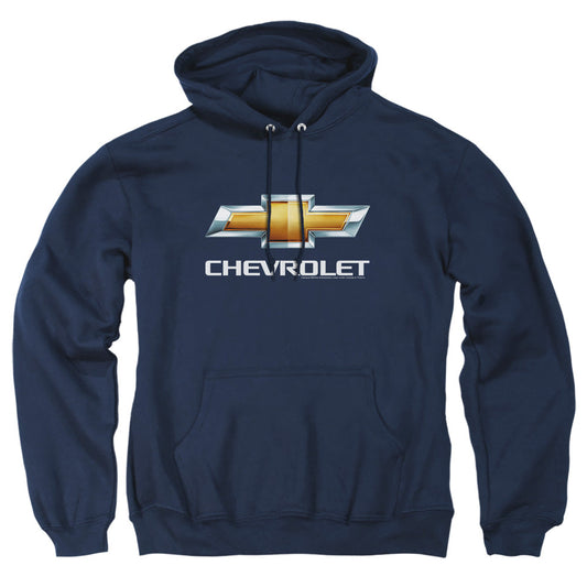 Chevrolets Chevy Bowtie Stacked Mens Hoodie Navy Officially Licensed
