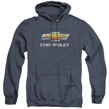 Chevrolet Chevy Bowtie Stacked Mens Heather Hoodie Navy Officially Licensed