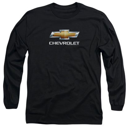 Chevrolet Chevy Bowtie Stacked Mens Long Sleeve Shirt Black Officially Licensed