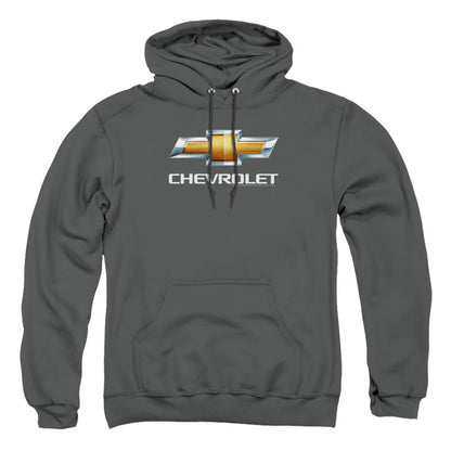 Chevrolet Chevy Bowtie Stacked Mens Hoodie Charcoal Officially Licensed