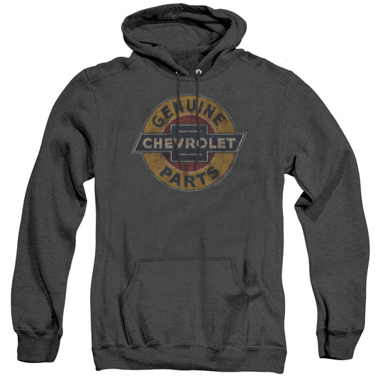 Chevrolet Genuine Chevy Parts Distressed Sign Heather Mens Hoodie Black Officially Licensed