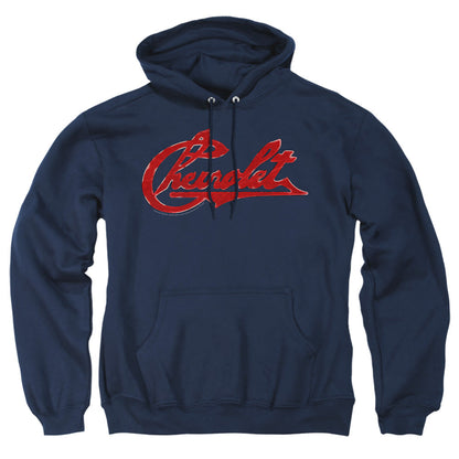 Chevrolet Chevrolet Script Distressed Mens Hoodie Navy Officially Licensed