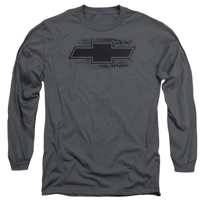 Chevrolet Bowtie Burnout Mens Long Sleeve Shirt Charcoal Officially Licensed Officially Licensed