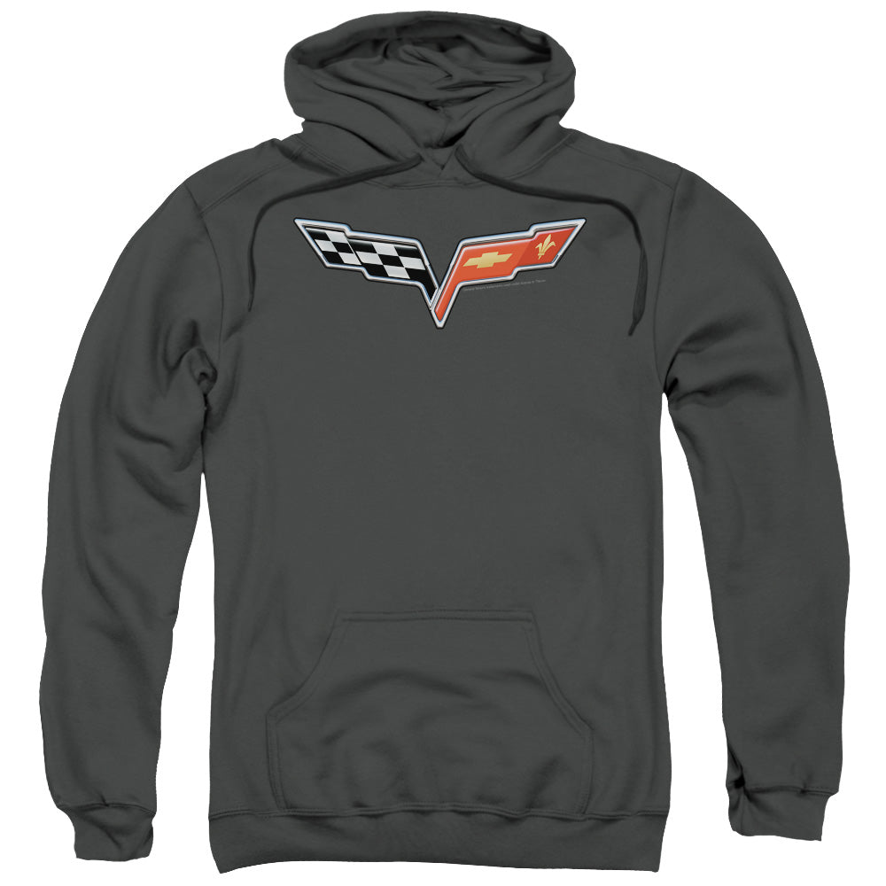 Chevrolet The Vette Medallion Mens Hoodie Charcoal Officially Licensed