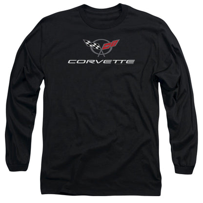 Chevrolet Corvette Modern Emblem Mens Long Sleeve Shirt Black Officially Licensed Officially Licensed