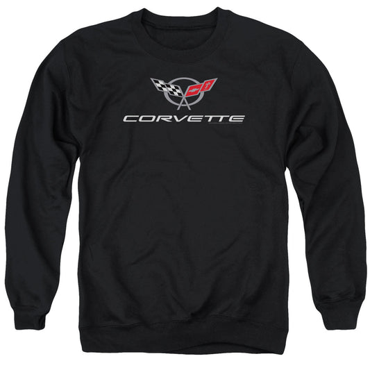 Chevrolet Corvette Modern Emblem Mens Crewneck Sweatshirt Black Officially Licensed