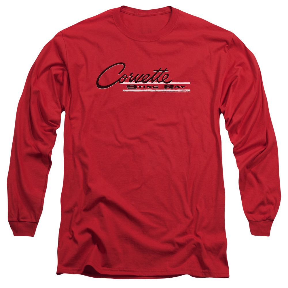 Chevrolet Retro Stingray Mens Long Sleeve Shirt Red Officially Licensed Officially Licensed