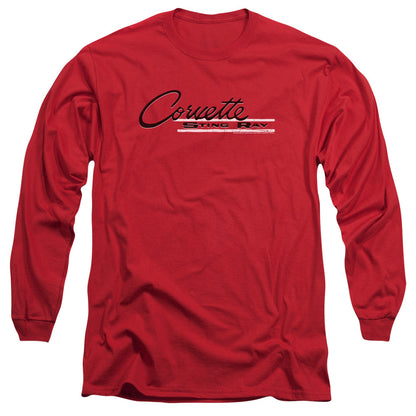 Chevrolet Retro Stingray Mens Long Sleeve Shirt Red Officially Licensed Officially Licensed