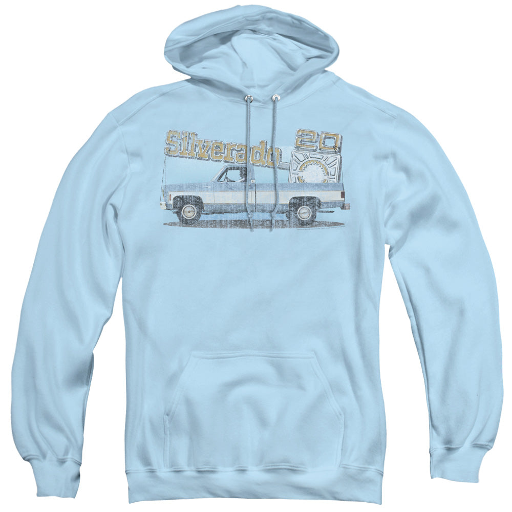 Chevrolet Old Silverado Sketch Mens Hoodie Light Blue Officially Licensed