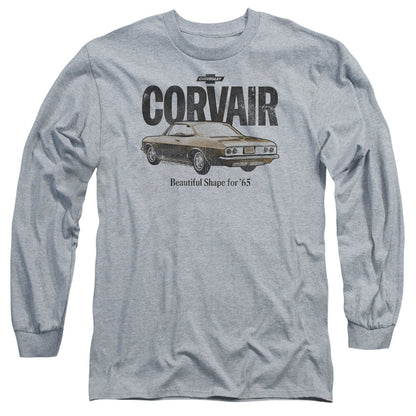 Chevrolet Retro Corvair Mens Long Sleeve Shirt Athletic Heather Officially Licensed Officially Licensed