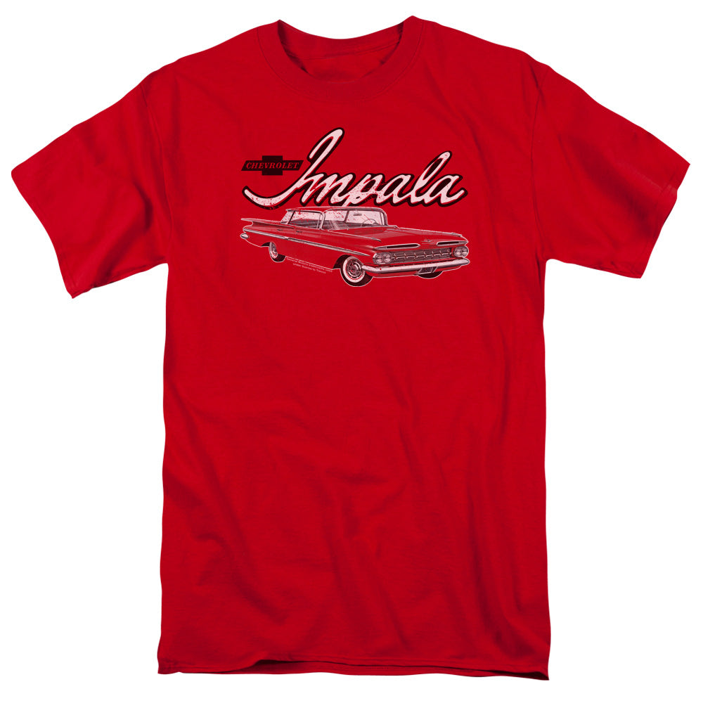 Chevrolet Classic Impala Mens T Shirt Red Officially Licensed