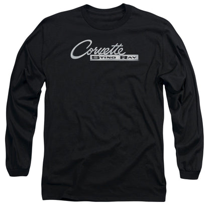 Chevrolet Chrome Stingray Logo Mens Long Sleeve Shirt Black Officially Licensed Officially Licensed
