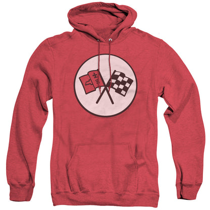 Chevrolet 2Nd Gen Vette Logo Mens Heather Hoodie Red Officially Licensed
