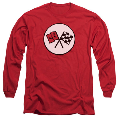 Chevrolet 2Nd Gen Vette Logo Mens Long Sleeve Shirt Red Officially Licensed Officially Licensed