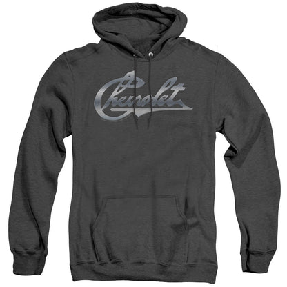 Chevrolet Chrome Vintage Chevy Bowtie Mens Heather Hoodie Black Officially Licensed