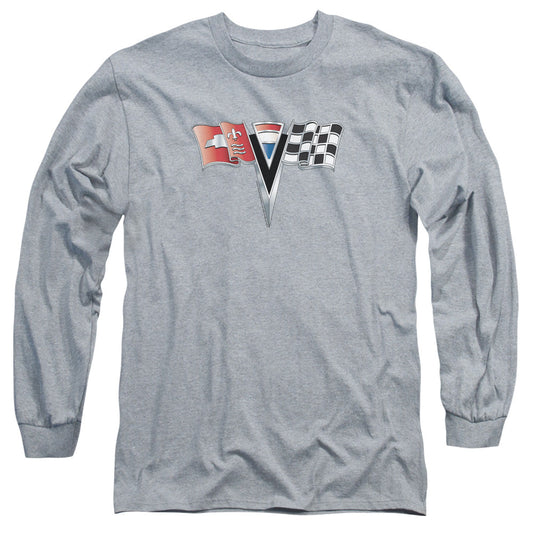 Chevrolet 2Nd Gen Vette Nose Emblem Mens Long Sleeve Shirt Athletic Heather Officially Licensed Officially Licensed