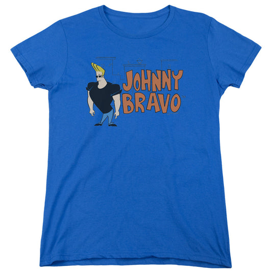 Johnny Bravo Johnny Logo Womens T Shirt Royal Blue Officially Licensed