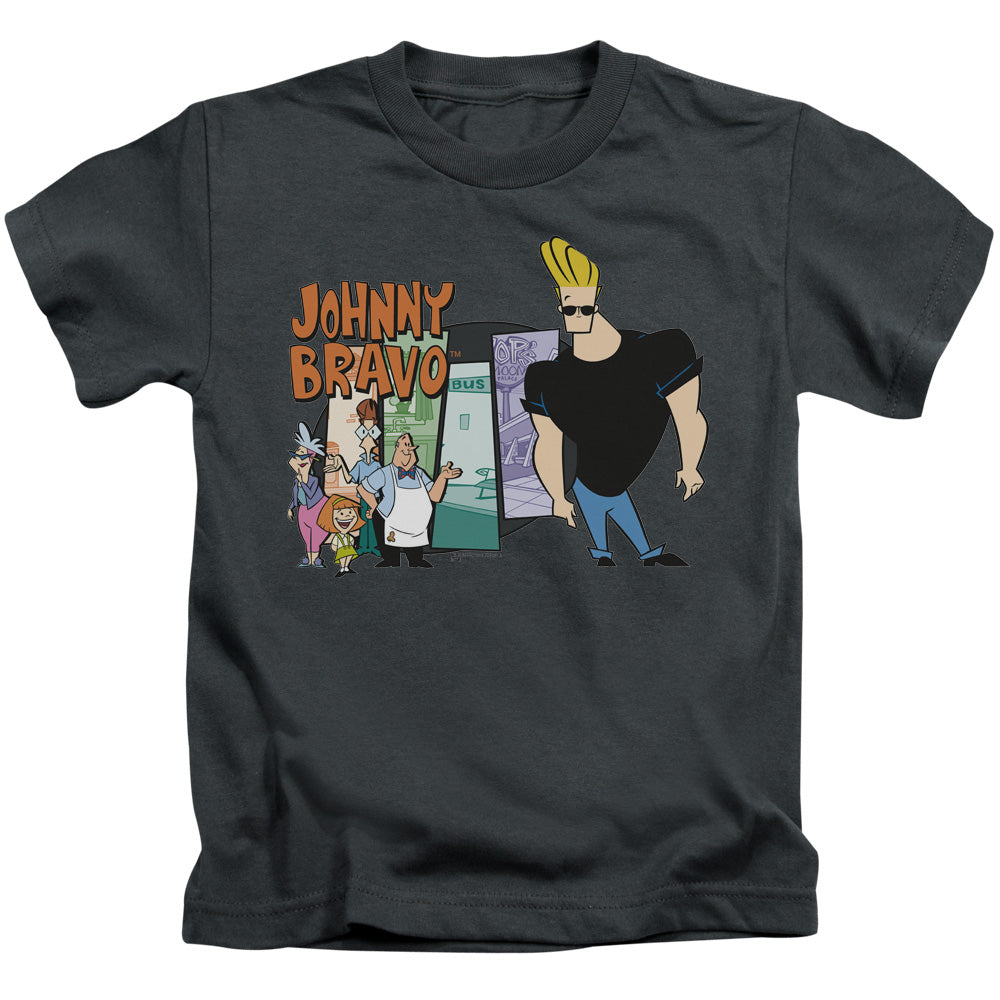Johnny Bravo Johnny & Friends Juvenile Kids Youth T Shirt Charcoal Officially Licensed